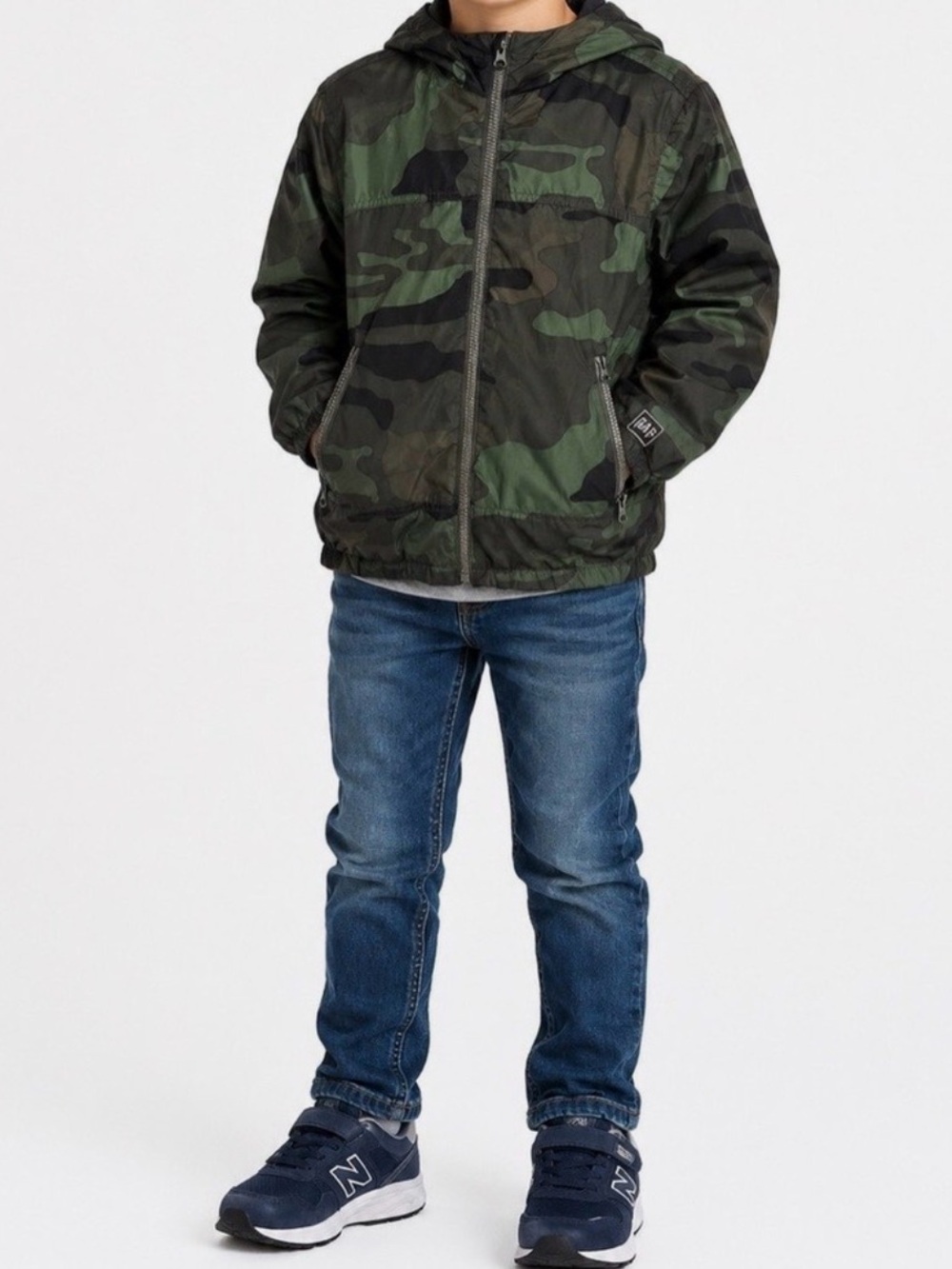 GAP Kids Camo Hooded Lined Windbreaker Jacket